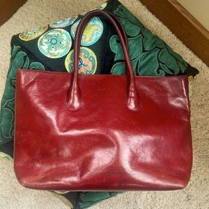 Furla Vintage ❤️ Burgundy Wine Leather Handbag Handle Purse Red Satchel